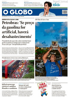 Leia o Jornal O Globo do dia 03.10.2021