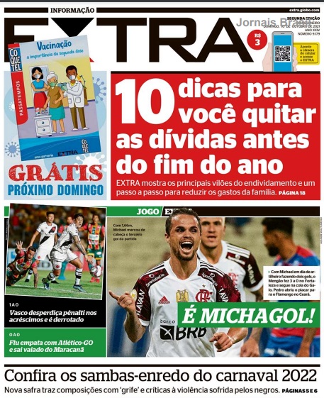 Leia o Jornal Extra do dia 10.10.2021