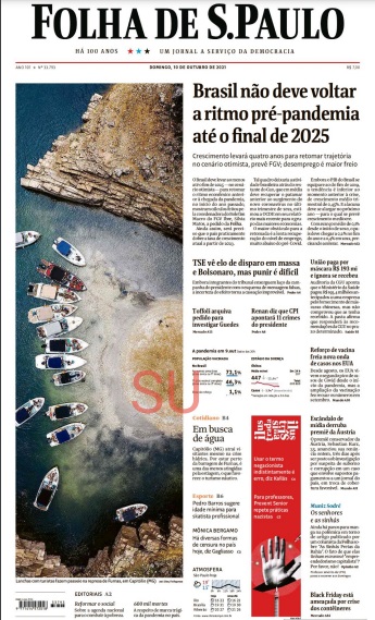 Leia o Jornal Folha de São Paulo do dia 10.10.2021