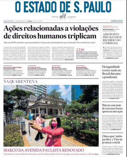 Leia o Jornal Estadão do dia 11.10.2021