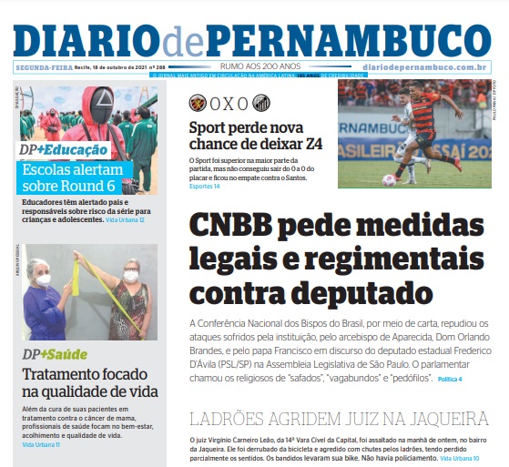 Leia o Jornal Diário de Pernanbuco do dia 18.10.2021
