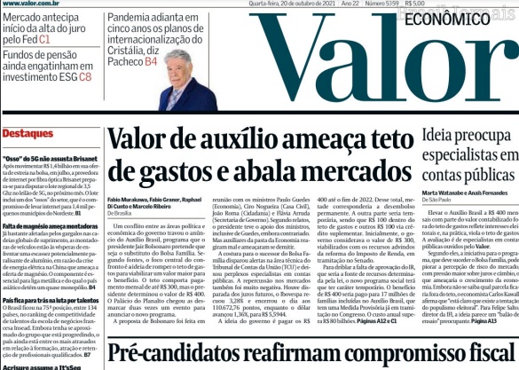 Leia o Jornal Valor Econômico do dia 20.10.2021
