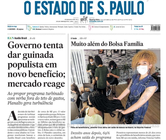 Leia o Jornal Estadão do dia 20.10.2021