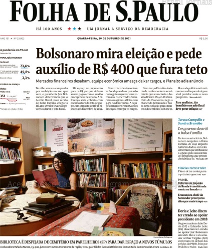 Leia o Jornal Folha de São Paulo do dia 20.10.2021