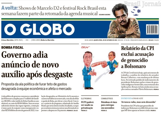 Leia o Jornal O Globo do dia 20.10.2021
