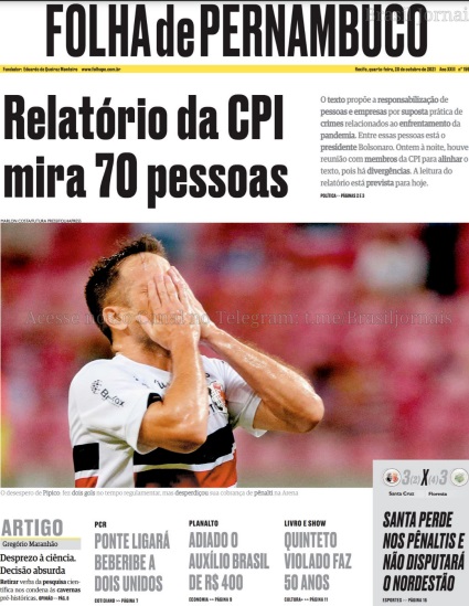 Leia o Jornal Folha de Pernambuco do dia 20.10.2021