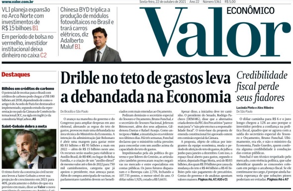 Leia o Jornal Valor Econômico do dia 22.10.2021