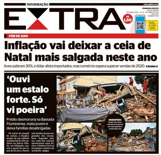 Leia o Jornal Extra do dia 25.10.2021