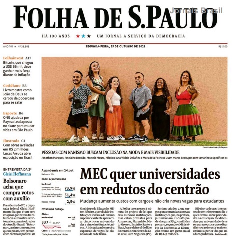 Leia o Jornal Folha de São Paulo do dia 25.10.2021