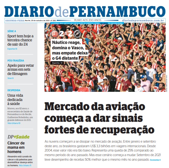 Leia o Jornal Diário de Pernambuco do dia 25.10.2021