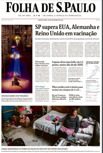 Leia o Jornal Folha de São Paulo do dia 28.10.2021