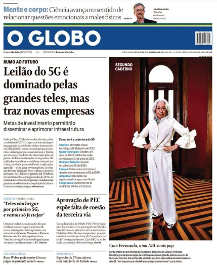 Leia o Jornal O Globo do dia 05.11.2021