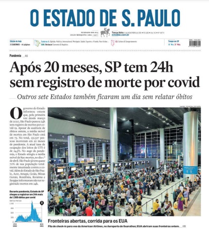Leia o Jornal Estadão do dia 09.11.2021