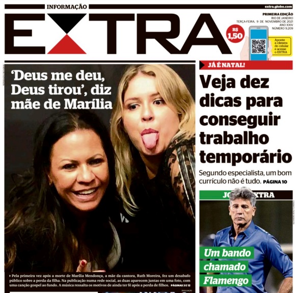 Leia o Jornal Extra do dia 09.11.2021