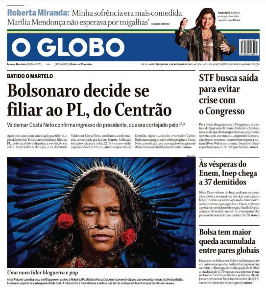 Leia o Jornal O Globo do dia 09.11.2021