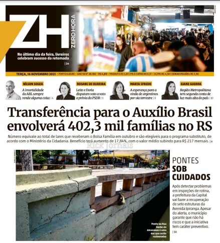 Leia o Jornal Zero Hora do dia 16.11.2021