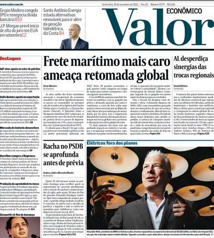 Leia o Jornal Valor Econômico do dia 19.11.2021