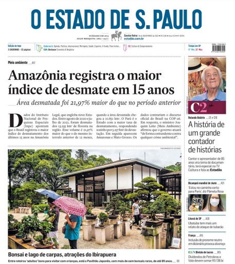 Leia o Jornal Estadão do dia 19.11.2021