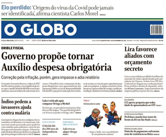 Leia o Jornal O Globo do dia 24.11.2021