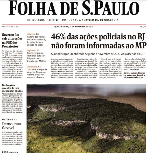 Leia o Jornal Folha de São Paulo do dia 24.11.2021