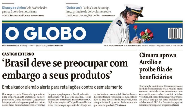 Leia o Jornal O Globo do dia 26.11.2021