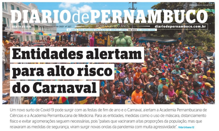 Leia o Jornal Diário de Pernambuco do dia 26.11.2021