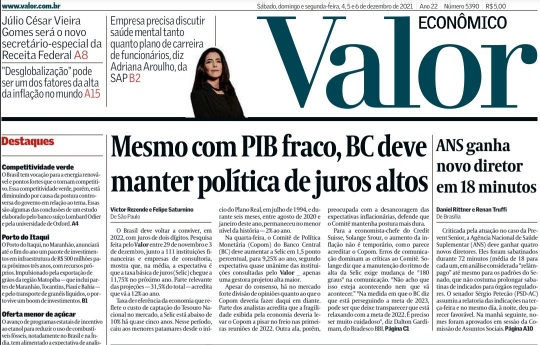 Leia o Jornal Estadão do dia 06.12.2021
