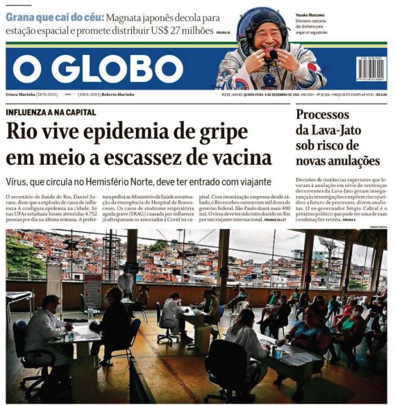 Leia o Jornal O Globo do dia 09.12.2021