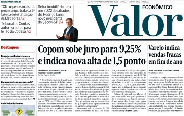 Leia o Jornal Valor Econômico do dia 09.12.2021
