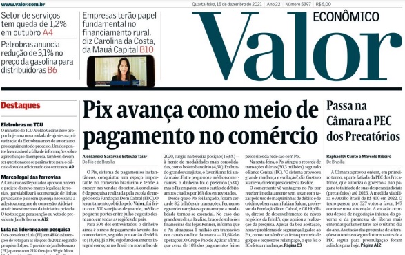 Leia o Jornal Valor Econômico do dia 15.12.2021
