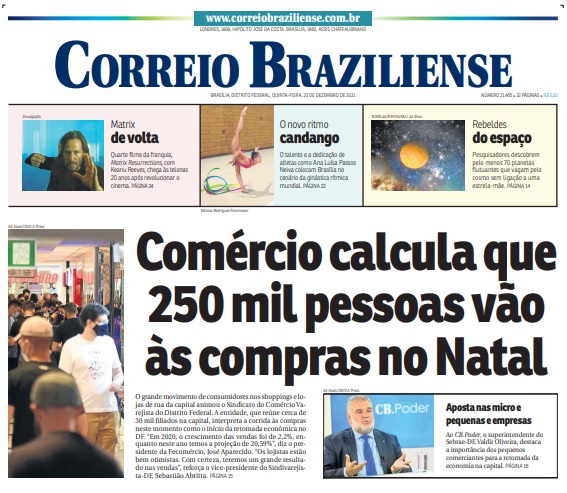 Leia o Jornal Correio Braziliense do dia 23.12.2021
