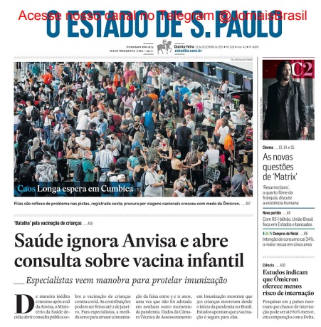 Leia o Jornal Estadão do dia 23.12.2021