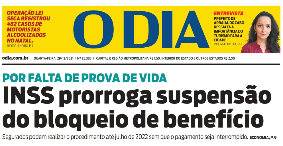 Leia o Jornal O Dia do dia 29.12.2021