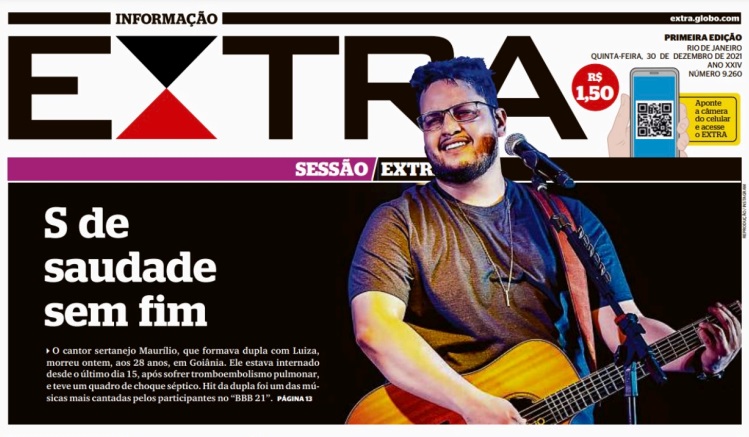 Leia o Jornal Extra do dia 30.12.2021