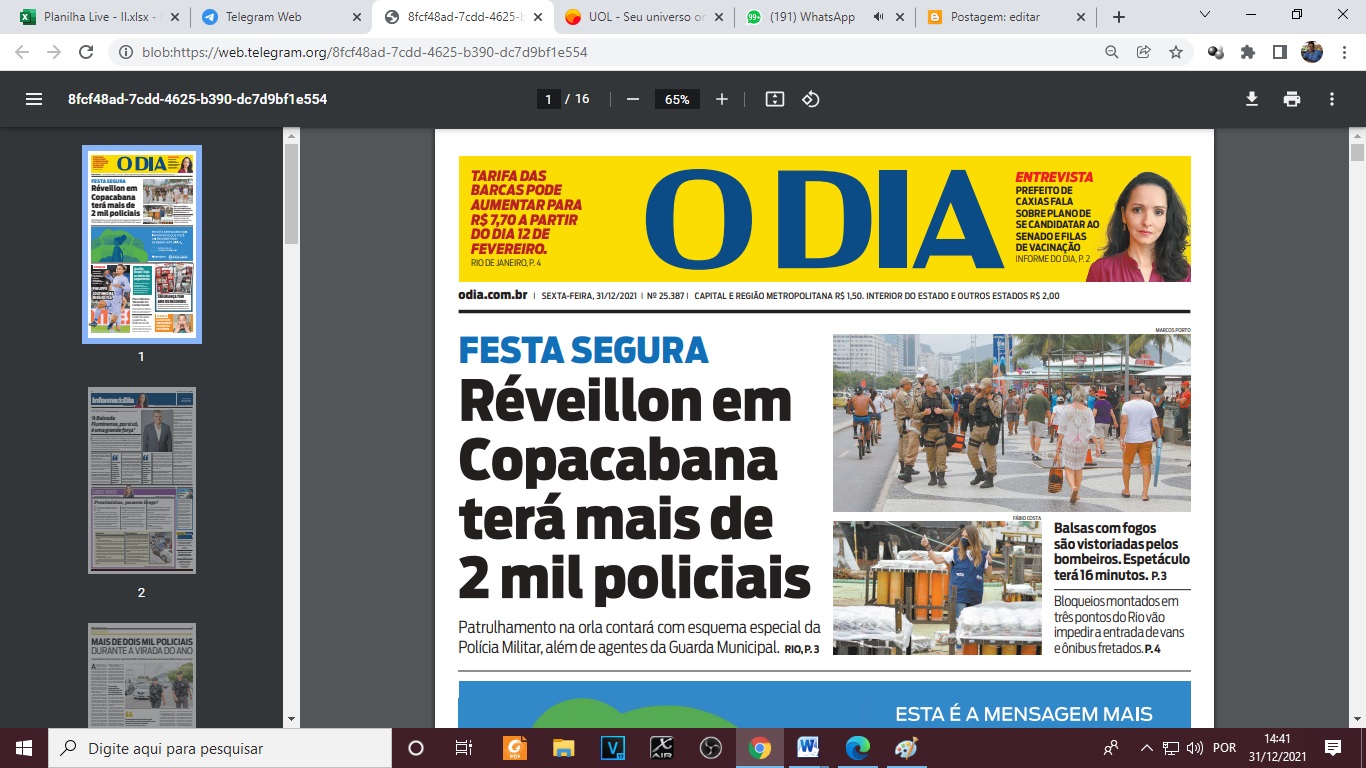Leia o Jornal O Dia do dia 31.12.2021
