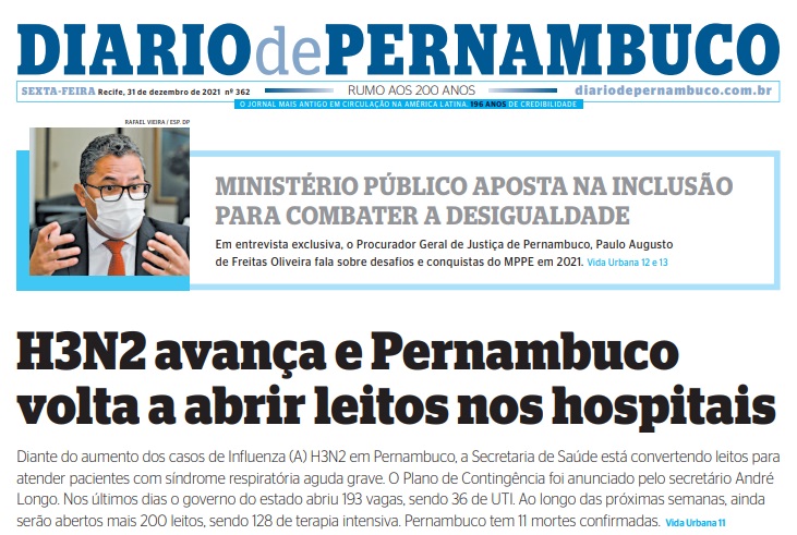 Leia o Jornal Diário de Pernambuco do dia 31.12.2021