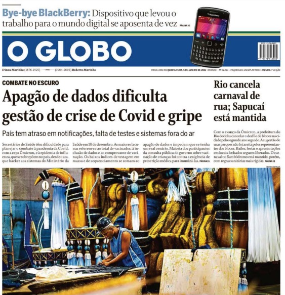 Leia o Jornal O Globo do dia 05.01.2022