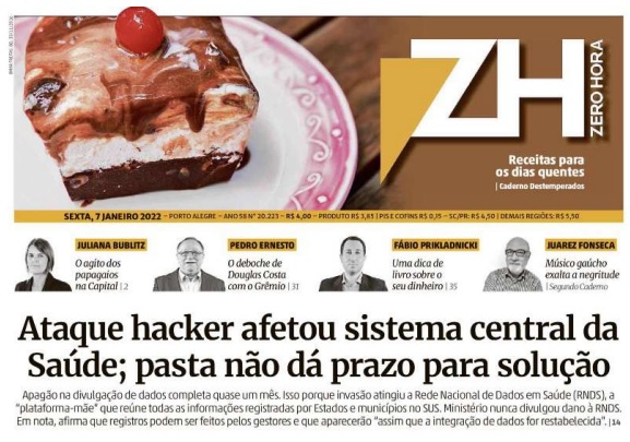 Leia o Jornal Zero Hora do dia 07.01.2022