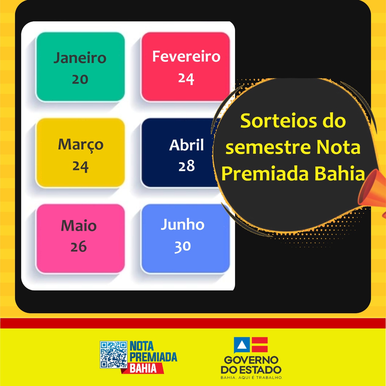 Confira calendário de sorteios do primeiro semestre da Nota Premiada Bahia