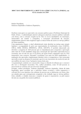DISCURSO DA DEP LIDICE DA MATA EM FAVOR DOS CONCURSADOS!