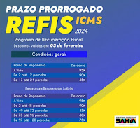 Refis ICMS Bahia é prorrogado, e descontos de até 95% em multas e acréscimos valem até 3 de fevereiro