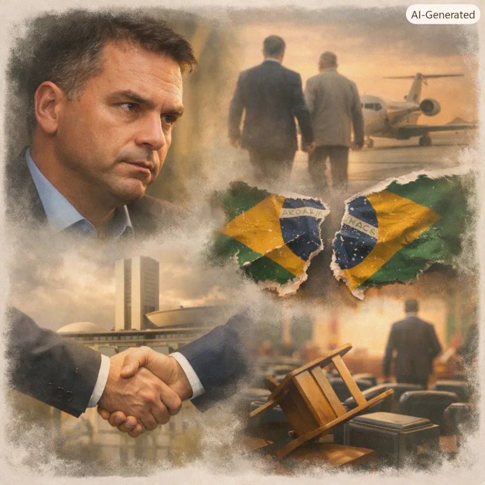 Flávio Bolsonaro abandonado com aliados pulando do barco 