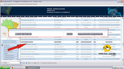 Nome do deputado Luis de Deus não consta na lista do TSE.