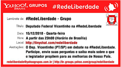Debate com Vicentinho hoje na Rede Liberdade.