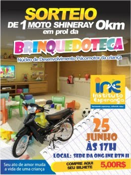 Ong fará sorteio de uma moto.