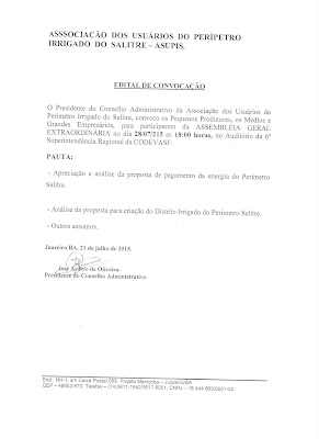 ASUPIS faz convocação pública.