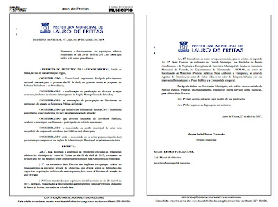 Moema Gramacho decreta Ponto Facultativo em Lauro de Freitas.