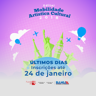 Últimos dias para inscrições no edital de Mobilidade Artística Cultural 2018.