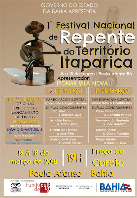 1º Festival de Repente do Território Itaparica movimentará o cenário da Cultura Popular na cidade de Paulo Afonso