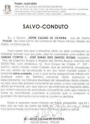 SALVO-CONDUTO É COISA CHIQUE.
